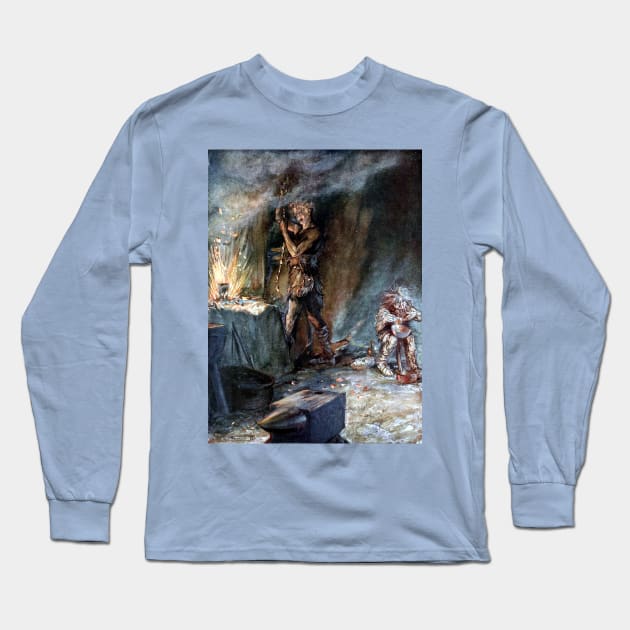 The Forging of Niblung - Siegfried and the Twilight of the Gods  - Arthur Rackham Long Sleeve T-Shirt by forgottenbeauty